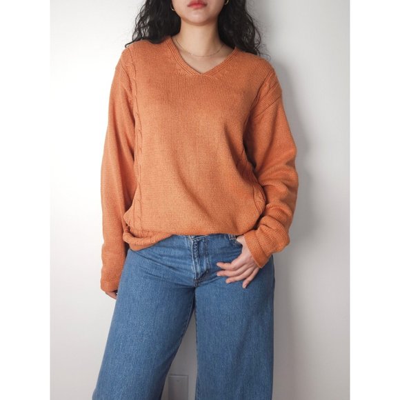 Vintage pure silk Paul Stuart v neck knit sweater/ relaxed oversized pullover - Picture 3 of 13